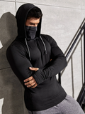 Men Drawstring Hooded Sports Sweatshirt