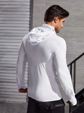 Men Drawstring Hooded Sports Sweatshirt