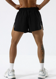 Men Drawstring Waist Split Hem Sports Shorts
