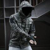 Men's Mid-Length Tactical Waterproof And Oil-proof Outdoor Hooded Jacket