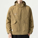 Men's Mid-length Plus Waterproof And Oil-proof Outdoor Hooded Jacket