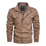 Mens Casual Washed Cotton Military Jacket Warm Canvas Windbreaker