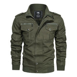 Mens Casual Washed Cotton Military Jacket Warm Canvas Windbreaker