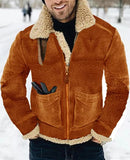 Men's Printed Suede And Sherpa Lapel Jacket