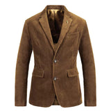 Men Vintage Stand Collar Blazer Medium Length Jacket Coats