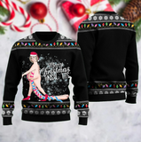 Ugly Christmas Dirty Christmas Jingle Balls Print Knit Pullover Sweater