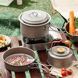 Titanium Camping Cookware Set – Ultralight Portable Pot, Kettle & Frying Pan