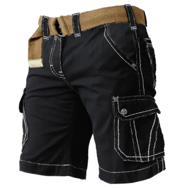 Men's Contrast Line Casual Cargo Shorts