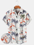 Men Vintage Hawaiian Shirt Palm Tree Men's Cotton Plus Size Seersucker Top