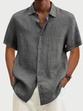 Men's Solid Color Cotton Soft & Breathable Button Plus Size Short Sleeve Shirt