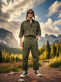 Three-Piece Men's American Retro Workwear & Casual Set