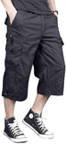 Men's Cargo Shorts Casual Hiking Military Tactical Below Knee Shorts 3/4 Cargo Shorts with Multi-Pockets