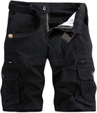 Men's Lightweight Multi Pocket Cotton Casual Cargo Shorts,Outdoor Twill Camo Shorts with Zipper Pockets(No Belt)