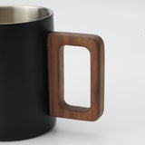 Double Layer Coffee Cups with Walnut Handle