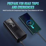Portable Tire Inflator Air Compressor – 150 PSI, 4X Faster Inflation, Built-in Gauge & LED Light for Car, Motorcycle, Bike, and Sports Balls