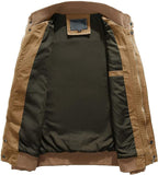 Men's Cotton Jacket Full Zip Lightweight Military Cargo Work Casual Jacket Outwear Coat