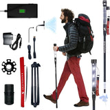 28-in-1 Survival Trekking Pole with LED Light, Electric Shock, USB Charger & Self-Defense Features