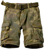 Men's Cargo Shorts Relaxed Fit Camo Short Outdoor Multi-Pocket Cotton Work Casual Shorts with No Belt