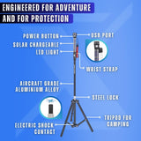 28-in-1 Survival Trekking Pole with LED Light, Electric Shock, USB Charger & Self-Defense Features