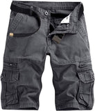 Men's Lightweight Multi Pocket Cotton Casual Cargo Shorts,Outdoor Twill Camo Shorts with Zipper Pockets(No Belt)
