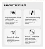 Outdoor Camping Manual Coffee Grinder – Stainless Steel Portable Hand Burr Grinder with Adjustable Grind Settings