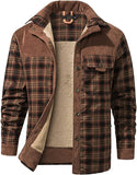 Men's Outdoor Casual Vintage Long Sleeve Plaid Flannel Button Down Shirt Jacket