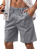 Men's Linen Short Elastic Waist Drawstring Casual Summer Beach Shorts