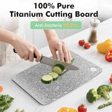 100% Pure Titanium Cutting Board – Antibacterial, Double-Sided, Dishwasher Safe, 12"x8" Lightweight Chopping Board for Kitchen & Outdoor