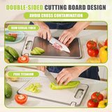 Dual-Sided Titanium Cutting Board with Wheat Straw PP – Non-Slip, Knife-Friendly, BPA-Free Kitchen Essential (14"x10")