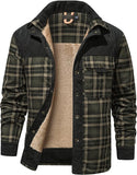 Men's Outdoor Casual Vintage Long Sleeve Plaid Flannel Button Down Shirt Jacket