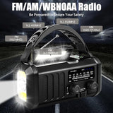 Hand Crank Emergency Radio, Solar Powered NOAA Weather Radio with Flashlight, Phone Charger & SOS Alarm