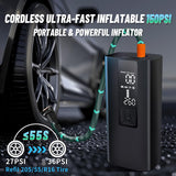 Portable Tire Inflator Air Compressor – 150 PSI, 4X Faster Inflation, Built-in Gauge & LED Light for Car, Motorcycle, Bike, and Sports Balls