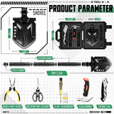 Folding Camping Shovel Kit – Multifunctional Tactical Survival Shovel with Manganese Steel & Storage Case