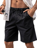 Men's Linen Short Elastic Waist Drawstring Casual Summer Beach Shorts