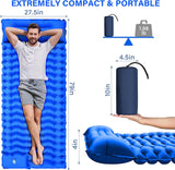 Ultralight Camping Sleeping Pad – Inflatable Mat with Pillow & Built-in Foot Pump, Compact for Backpacking, Hiking, Travel, Tent