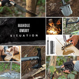 28-in-1 Survival Shovel Multitool with Axe, Saw, Knife & Camping Gear
