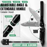 Folding Camping Shovel Kit – Multifunctional Tactical Survival Shovel with Manganese Steel & Storage Case