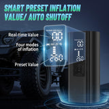 Portable Tire Inflator Air Compressor – 150 PSI, 4X Faster Inflation, Built-in Gauge & LED Light for Car, Motorcycle, Bike, and Sports Balls