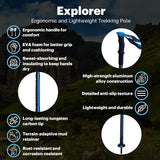 Durable Foldable Trekking Pole with Shovel, Axe, Fire Starter & Survival Accessories