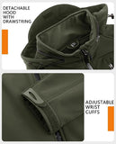 Men's Special Ops Tactical Jacket Water-Resistant Softshell Hiking Detachable Hoodie Fleece Jacket