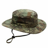 Military Tactical Camouflage Boonie Hat – Outdoor Sun Hat for Hiking, Mountaineering & Airsoft, Breathable Nylon Round-Brim Hat
