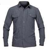 Men's Tactical Long Sleeve Shirt: Ultra-Thin, Breathable, Quick Dry, Multi-Pocket