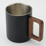 Double Layer Coffee Cups with Walnut Handle