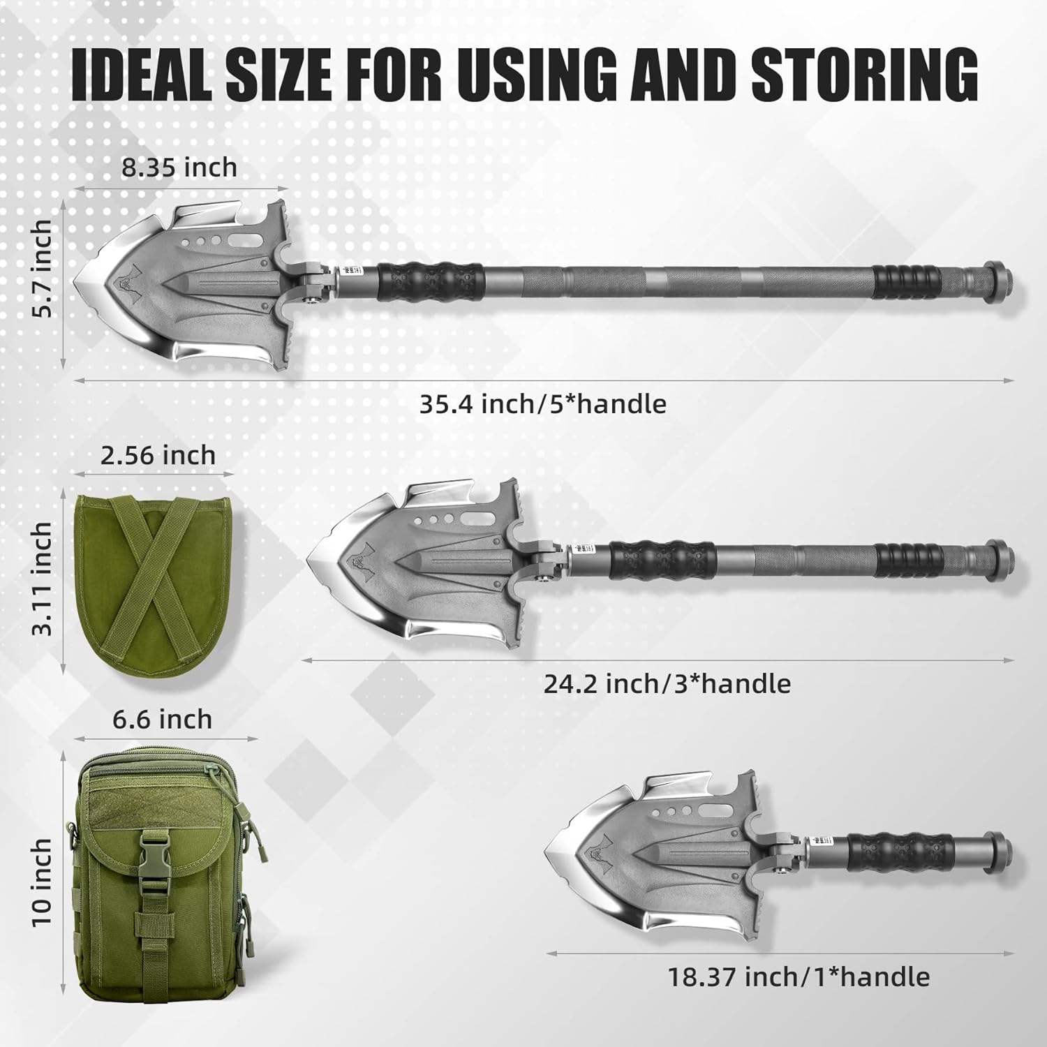 ESPNMAN  Survival Shovel Multitool 28 in 1 Luxury Kit