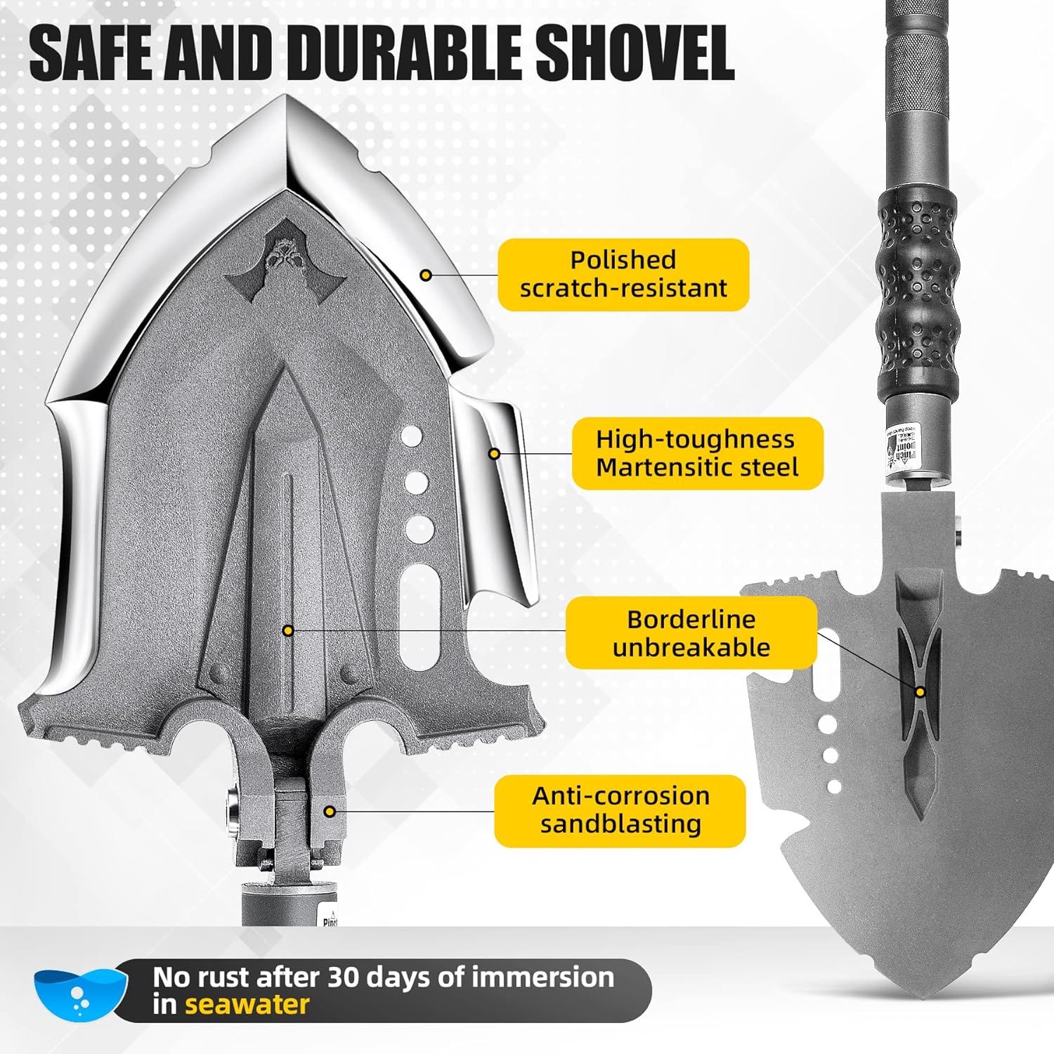ESPNMAN  Survival Shovel Multitool 28 in 1 Luxury Kit