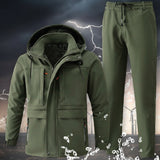 Men’s Winter Warm Work Suit – Thickened Cotton Fleece Cold-Proof Jacket & Pants Set, Waterproof & Wear-Resistant
