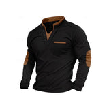 Men’s Stand-Collar Patchwork Sweatshirt – European & American Style Long-Sleeve Polo Top, Autumn 2025