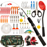 Winter Ice Fishing Rod Kit 52PCS Complete Set – Outdoor Ice Fishing Gear with Rod, Reel, Lures, Hooks & Tackle Bag