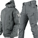 Autumn and Winter Outdoor Shark Skin Soft Shell Suit – Unisex Warm Camouflage Jacket and Pants Set