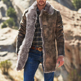 Men's Autumn & Winter Faux Fur Leather Coat – Mid-Length Lapel Jacket